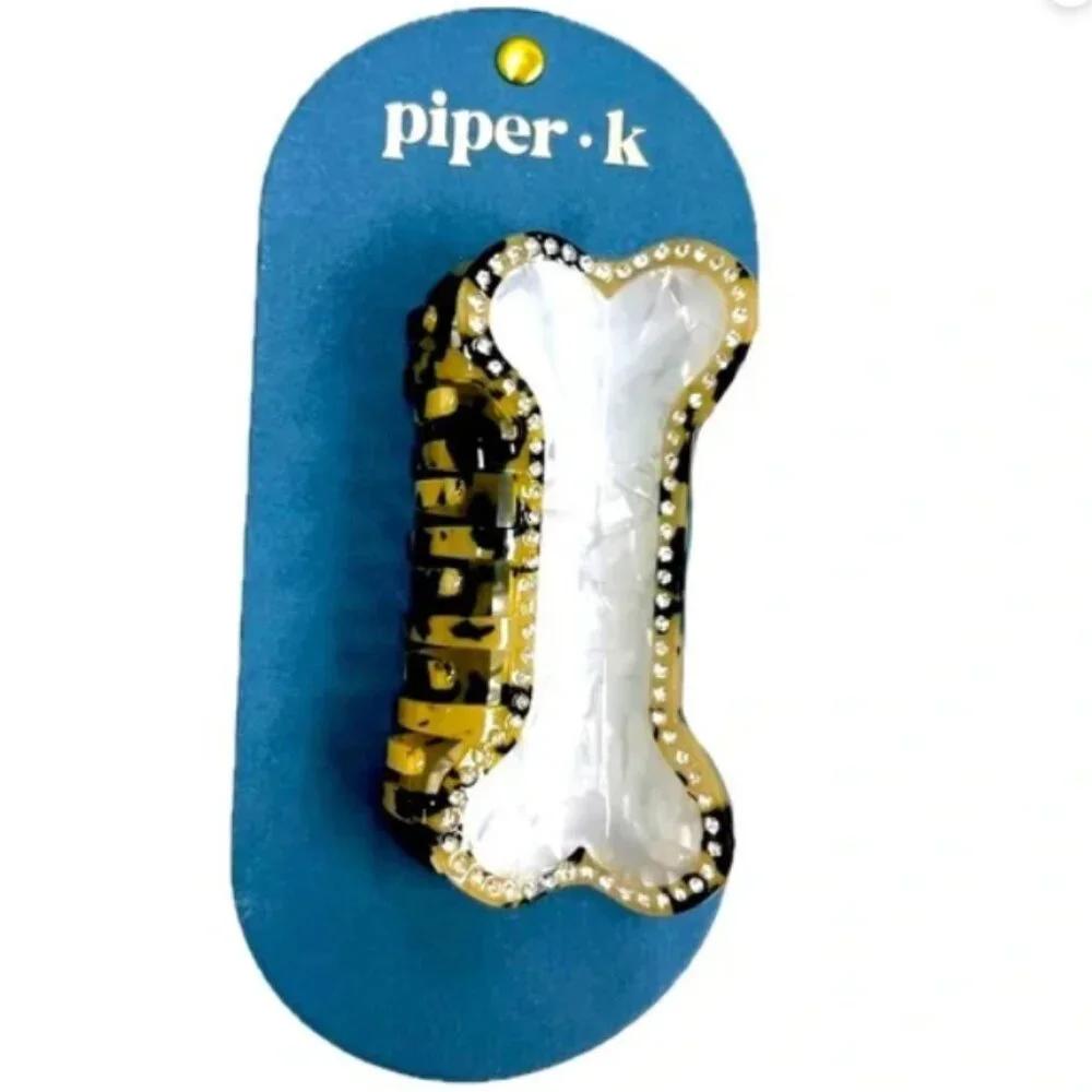 Piper K Dog Bone Clip | Mother‎ Of Pearl Rhinestones | NWT